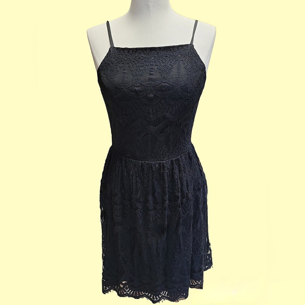 Three Pink Hearts black strappy dress